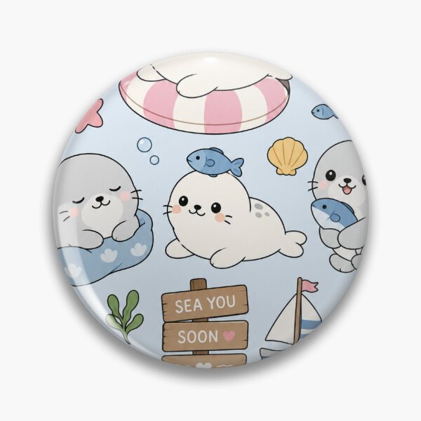 Item preview, Cute Seal Ocean Friends Kawaii Pattern designed and sold by Soft Berry Studio.