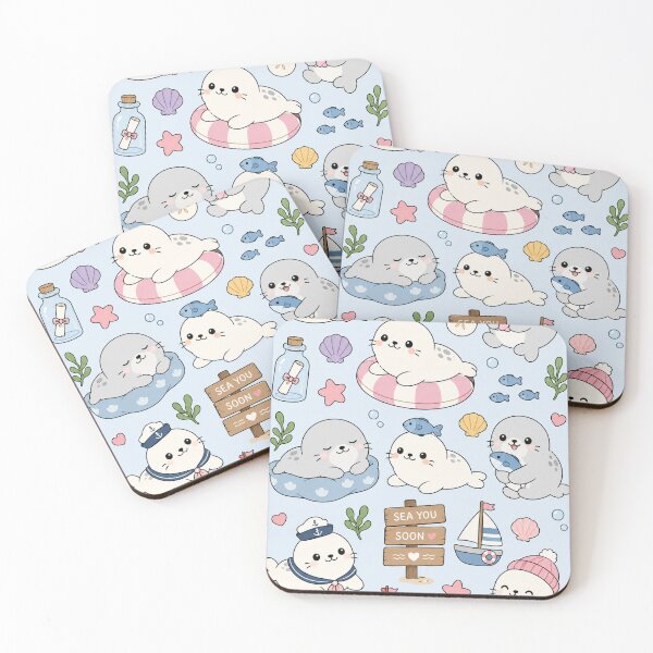 Item preview, Cute Seal Ocean Friends Kawaii Pattern designed and sold by Soft Berry Studio.