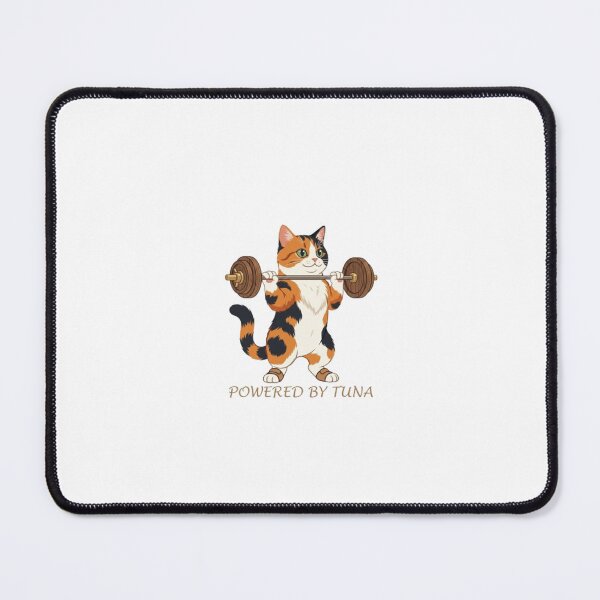 Item preview, Funny Calico Cat Lifting Gold Dumbbells Fitness Illustration designed and sold by Northern Glow Art.