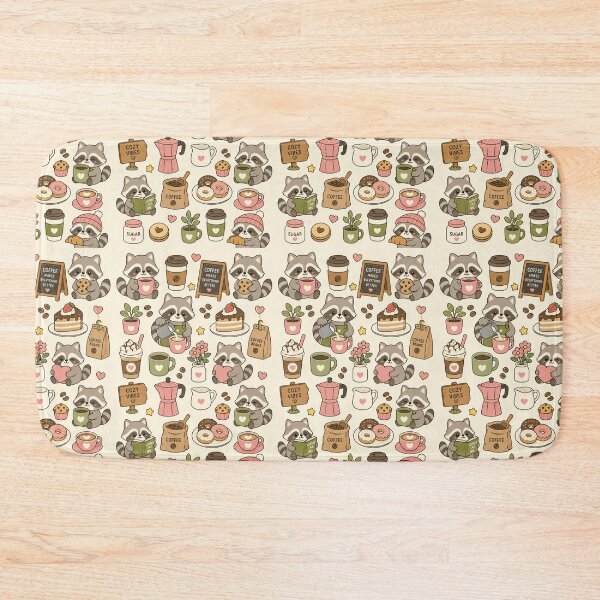Item preview, Cute Raccoon Coffee Cafe Kawaii Pattern designed and sold by Soft Berry Studio.