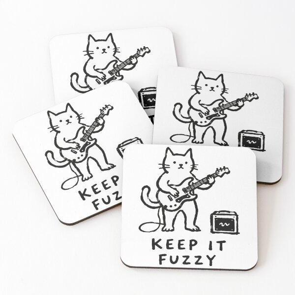 Item preview, Keep It Fuzzy – Funny Cat Playing Guitar Music Lover Graphic designed and sold by cladeart.
