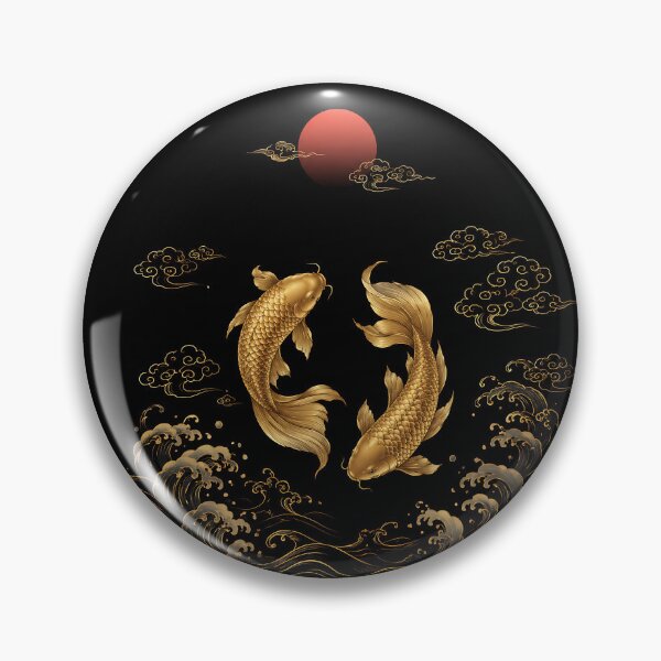 Item preview, Golden Koi Fish and Red Sun Korean Wall Art | Traditional Asian Decor designed and sold by K-Tradition.