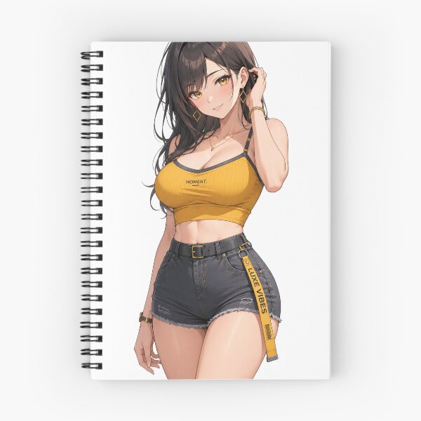 Item preview, Stylish Anime Girl in Yellow Crop Top and Denim Shorts designed and sold by iloveanimechibi.