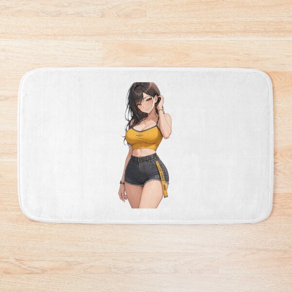 Item preview, Stylish Anime Girl in Yellow Crop Top and Denim Shorts designed and sold by iloveanimechibi.