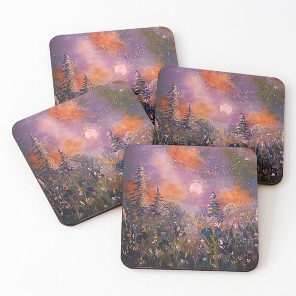 Item preview, Mystical Meadow Sunset and Pink Moon Painting designed and sold by ArtistsAtticWI.