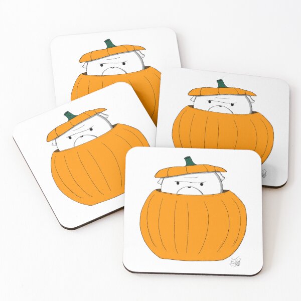 Item preview, Cute Grumpy Pumpkin Bully Bulldog Halloween Art designed and sold by hollydoesign.