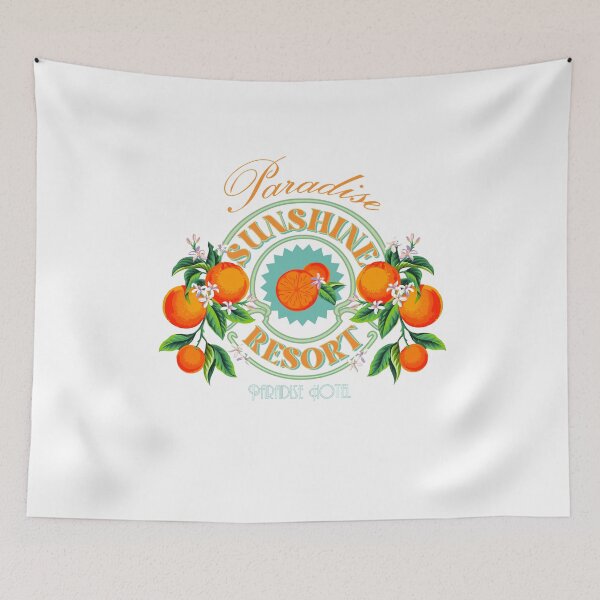 Item preview, Paradise Sunshine Resort Orange Botanical Hotel Badge T-Shirt designed and sold by Atique Creations.