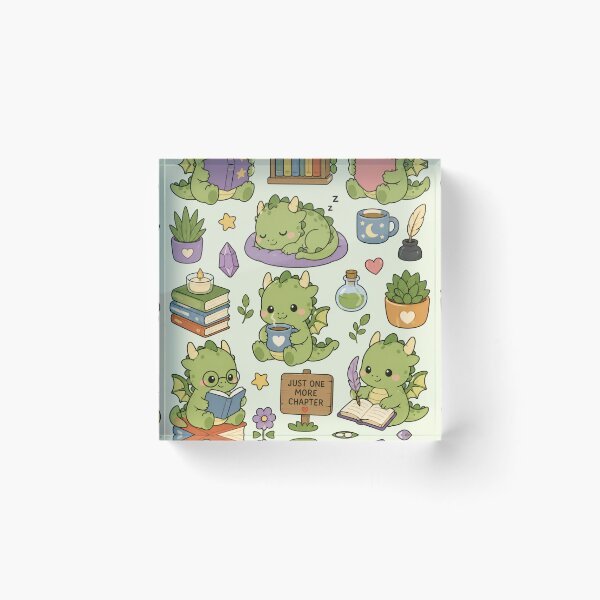 Item preview, Cute Dragon Cozy Reading Kawaii Pattern designed and sold by Soft Berry Studio.
