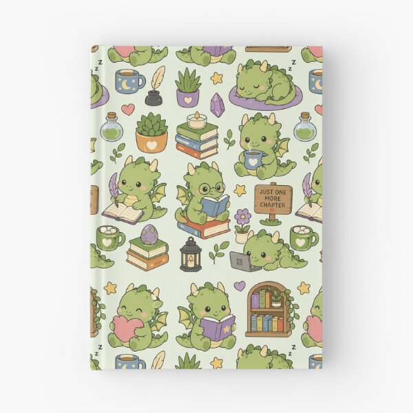 Item preview, Cute Dragon Cozy Reading Kawaii Pattern designed and sold by Soft Berry Studio.