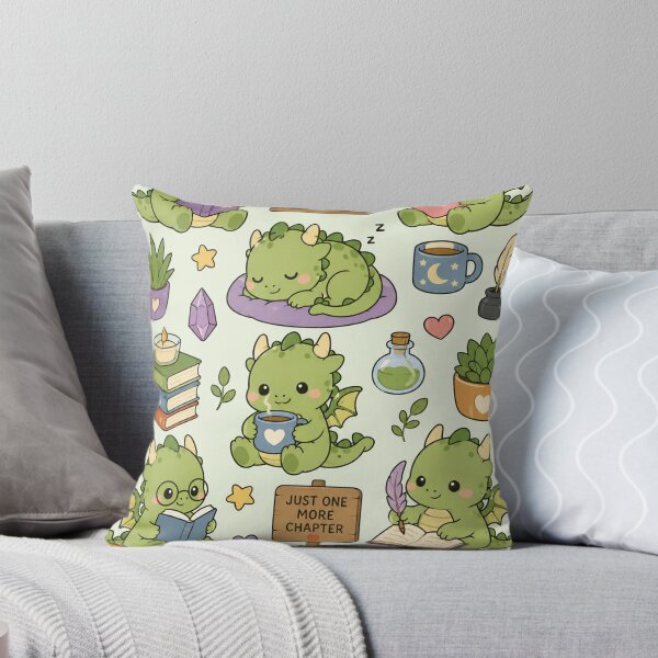 Item preview, Cute Dragon Cozy Reading Kawaii Pattern designed and sold by Soft Berry Studio.