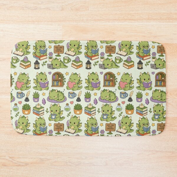Item preview, Cute Dragon Cozy Reading Kawaii Pattern designed and sold by Soft Berry Studio.