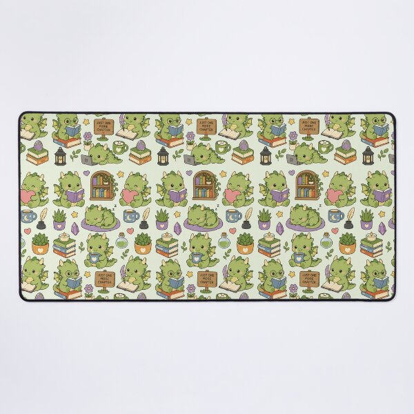 Item preview, Cute Dragon Cozy Reading Kawaii Pattern designed and sold by Soft Berry Studio.
