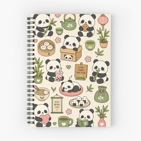 Item preview, Cute Panda Tea Bamboo Kawaii Pattern designed and sold by Soft Berry Studio.