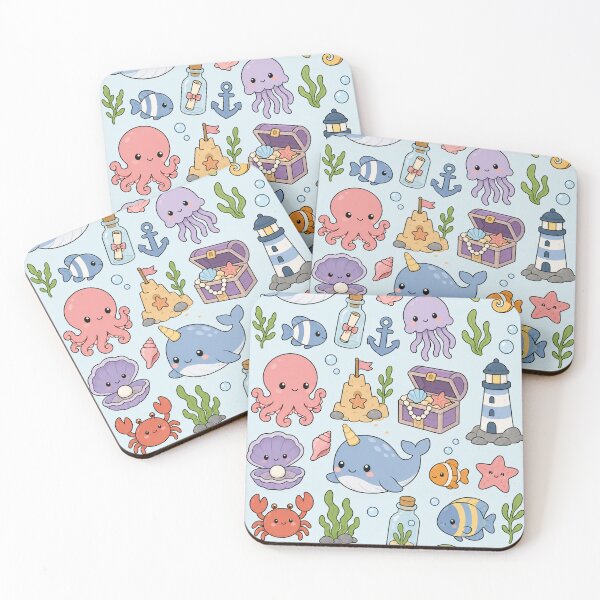 Item preview, Cute Ocean Sea Friends Kawaii Pattern designed and sold by Soft Berry Studio.