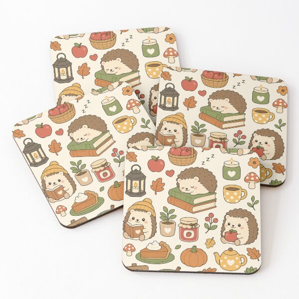 Item preview, Cute Hedgehog Cozy Autumn Kawaii Pattern designed and sold by Soft Berry Studio.