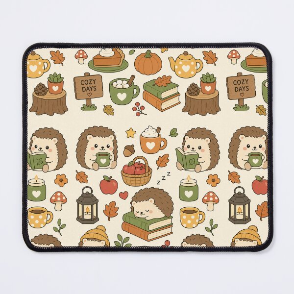 Item preview, Cute Hedgehog Cozy Autumn Kawaii Pattern designed and sold by Soft Berry Studio.