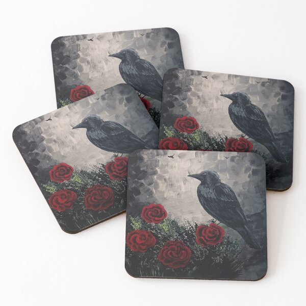 Item preview, Midnight Crow in Crimson Roses designed and sold by ArtistsAtticWI.