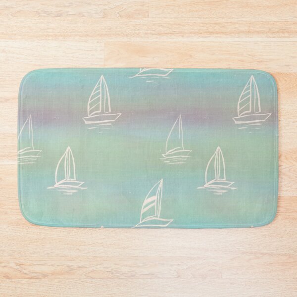 Item preview, Shades of blue cruise sailboats on colorful Ombre dreamy summer gradient  designed and sold by PrettywithColor.