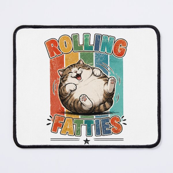 Item preview, Rolling Fatties Funny Chubby Cat Retro Vintage designed and sold by QuiteOrbit.