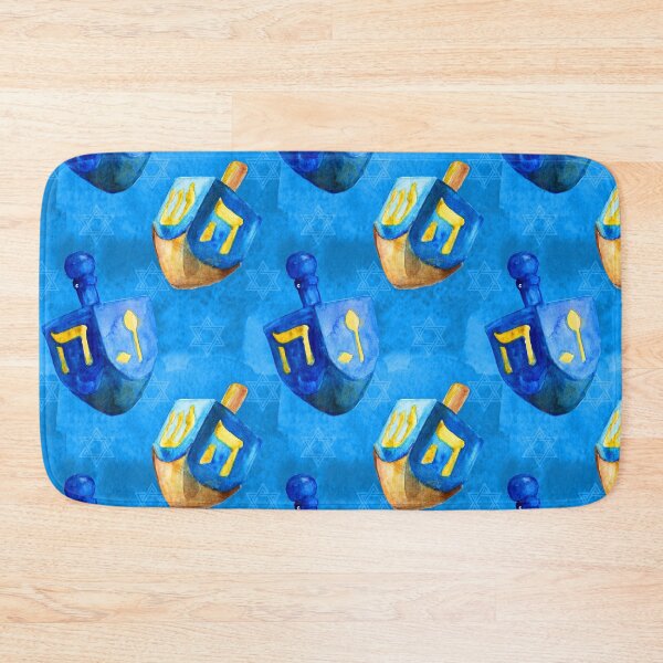 Item preview, Hanukkah Dreidels Holiday Pattern in Blue and Gold designed and sold by DEC02.