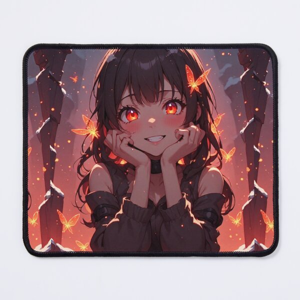 Item preview, Anime girl smiling and magical butterflies designed and sold by ArtsJulian.