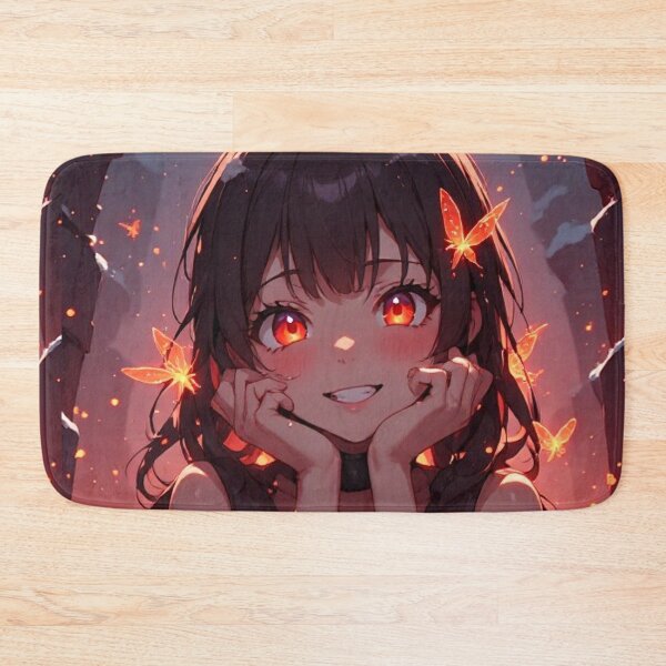 Item preview, Anime girl smiling and magical butterflies designed and sold by ArtsJulian.
