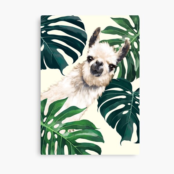 Item preview, Sneaky Llama in Tropical Monstera  designed and sold by bignosework.