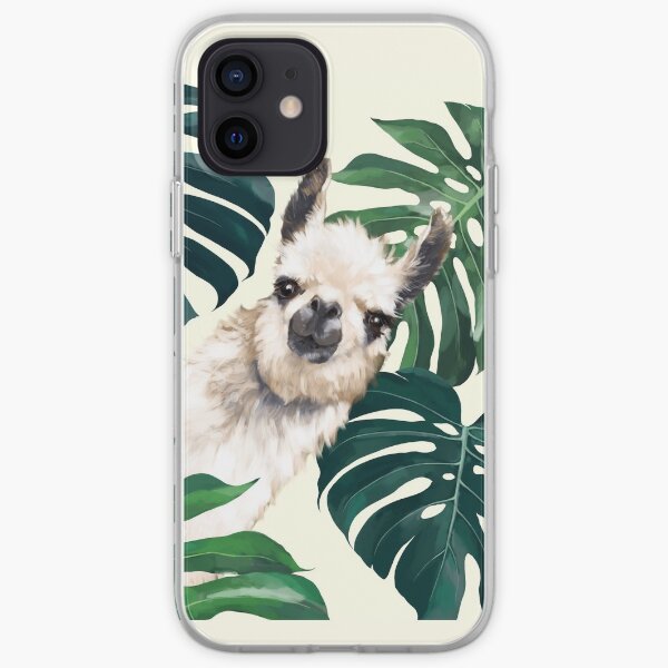 Sneaky Llama in Tropical Monstera iPhone Soft Case