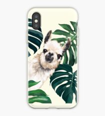 Sneaky Lama im tropischen Monstera iPhone-Hülle & Cover