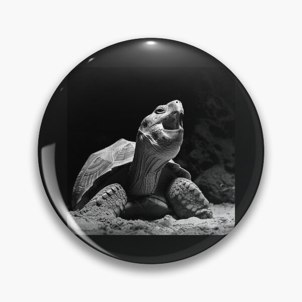 Item preview, Black and White Tortoise Portrait Wildlife Art designed and sold by inkoutninja.