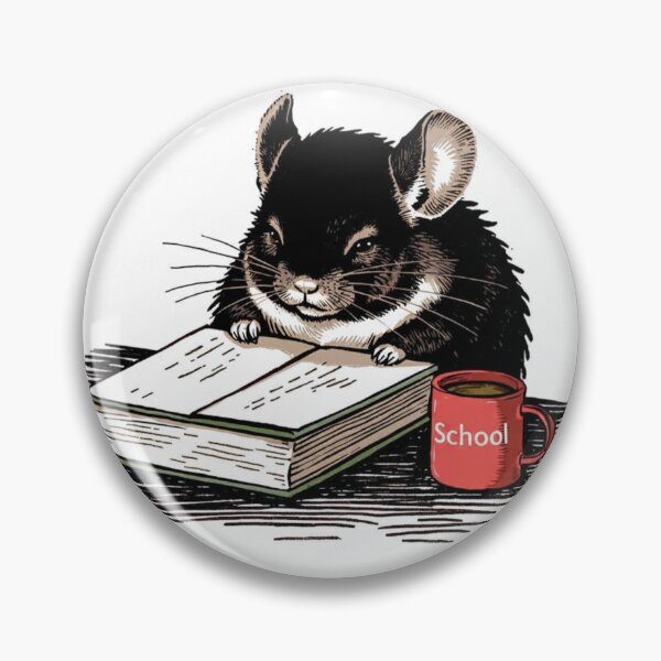Item preview, Funny Chinchilla Reading and Drinking Coffee School Illustration designed and sold by Aneta-Design.