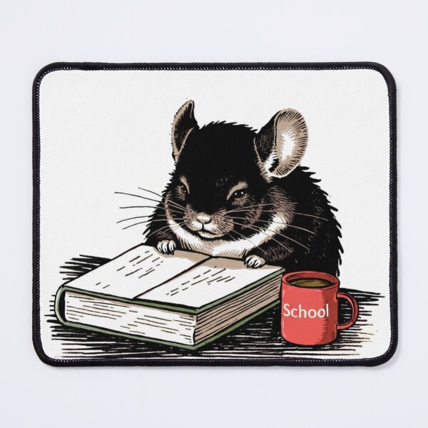 Item preview, Funny Chinchilla Reading and Drinking Coffee School Illustration designed and sold by Aneta-Design.