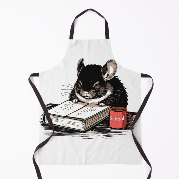 Item preview, Funny Chinchilla Reading and Drinking Coffee School Illustration designed and sold by Aneta-Design.