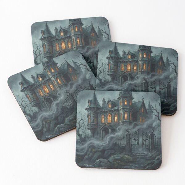 Item preview, Haunted Gothic Mansion in Misty Moonlight | Dark Victorian Horror Fantasy Art designed and sold by cr6zym1nd.