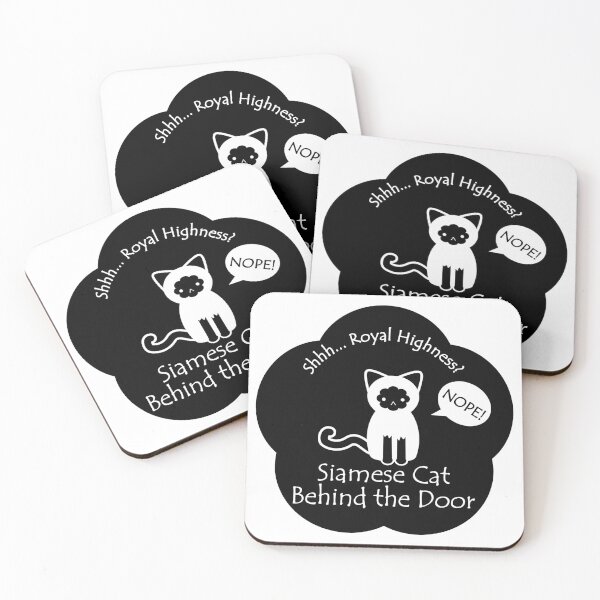 Item preview, Funny Siamese Cat Royal Highness Behind the Door Black Base designed and sold by Na7nasColorShop.