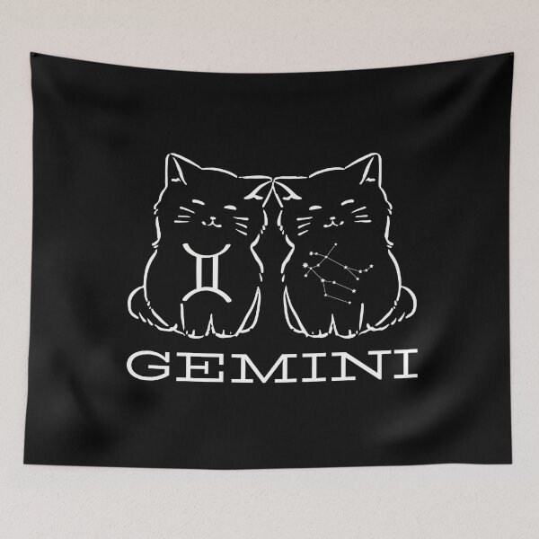 Item preview, Gemini Cats with Gemini Symbol and Constellation designed and sold by Yak's House of Whimsey.