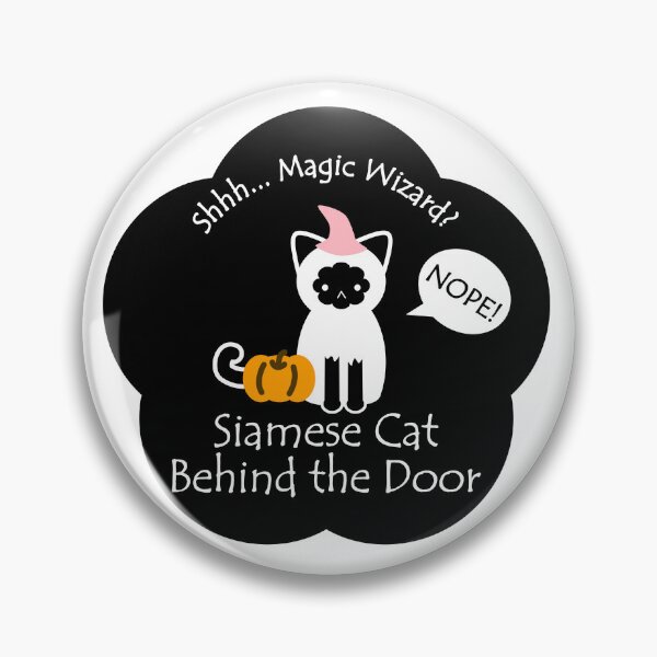 Item preview, Funny Siamese Cat Magic Wizard Behind the Door Black Base designed and sold by Na7nasColorShop.