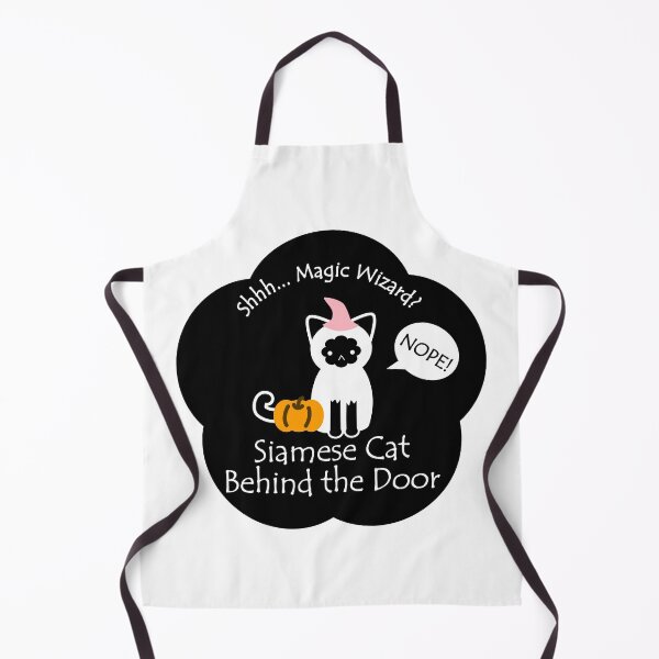 Item preview, Funny Siamese Cat Magic Wizard Behind the Door Black Base designed and sold by Na7nasColorShop.