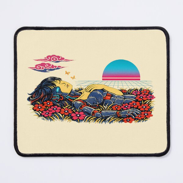 Item preview, Neon Retro Synthwave Ukiyo‑E Cyborg Repose designed and sold by KungPowUnicorn.