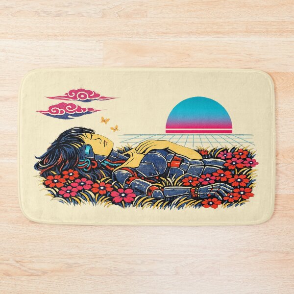 Item preview, Neon Retro Synthwave Ukiyo‑E Cyborg Repose designed and sold by KungPowUnicorn.