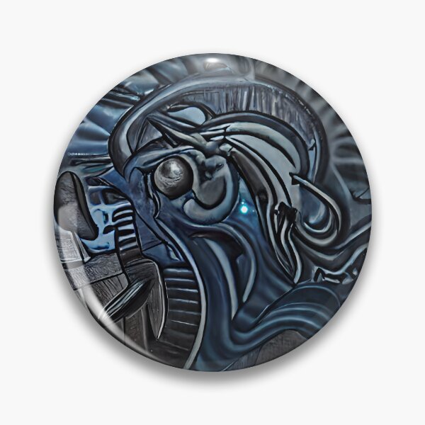 Item preview, Dark Blue Dragon Medallion Steel Eye Cyan Light Chain Yokai Art designed and sold by YugenWorkshop.