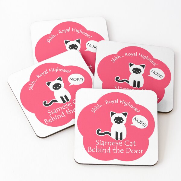 Item preview, Funny Siamese Cat Royal Highness Behind the Door Bright Red Base designed and sold by Na7nasColorShop.