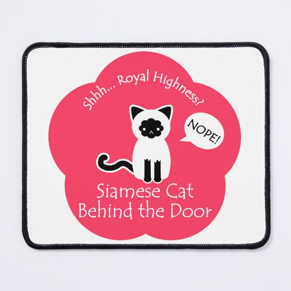 Item preview, Funny Siamese Cat Royal Highness Behind the Door Bright Red Base designed and sold by Na7nasColorShop.
