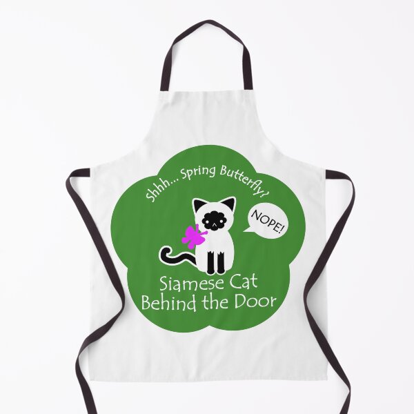 Item preview, Funny Siamese Cat Spring Butterfly Behind the Door Green Base designed and sold by Na7nasColorShop.