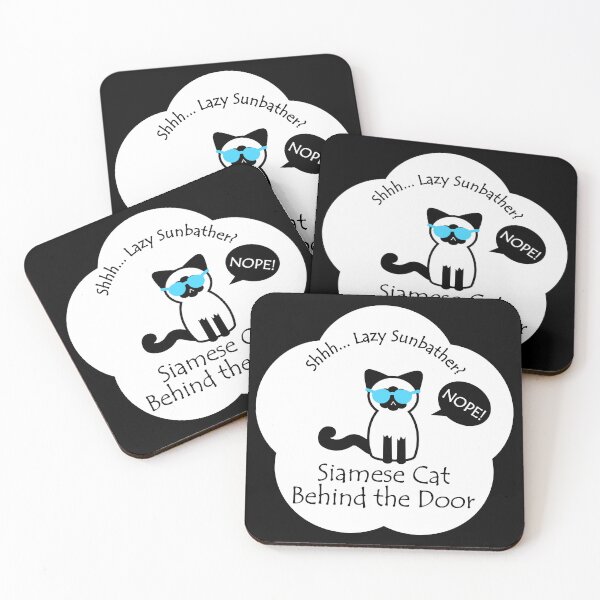 Item preview, Funny Siamese Cat Lazy Sunbather Behind the Door White Base designed and sold by Na7nasColorShop.