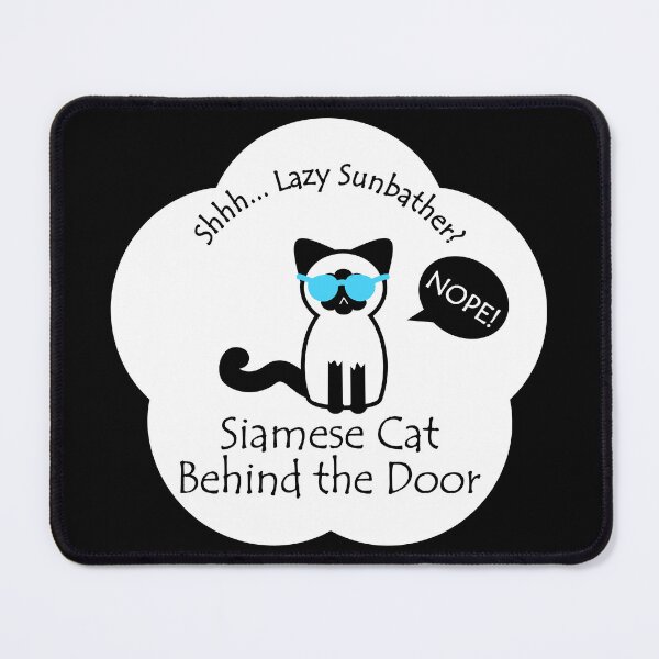 Item preview, Funny Siamese Cat Lazy Sunbather Behind the Door White Base designed and sold by Na7nasColorShop.