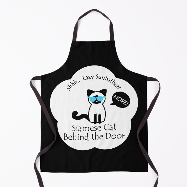 Item preview, Funny Siamese Cat Lazy Sunbather Behind the Door White Base designed and sold by Na7nasColorShop.
