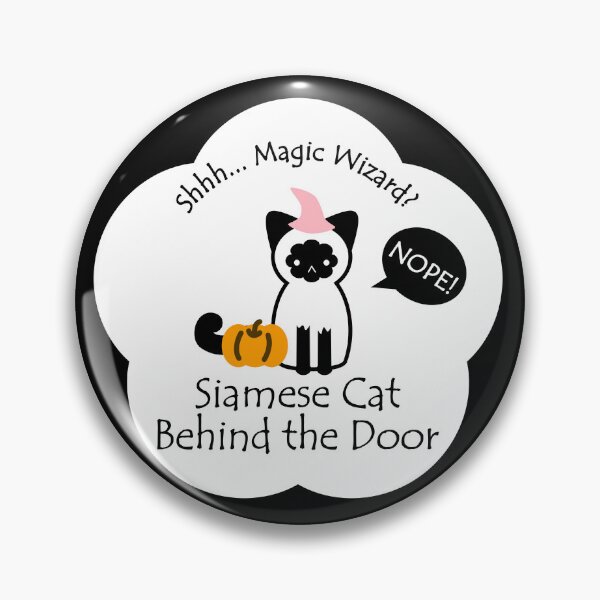 Item preview,  Funny Siamese Cat Magic Wizard Behind the Door White Base designed and sold by Na7nasColorShop.