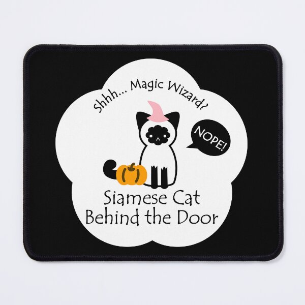 Item preview,  Funny Siamese Cat Magic Wizard Behind the Door White Base designed and sold by Na7nasColorShop.