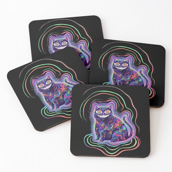 Item preview, Psychedelic Trippy Cat - Neon Acid Cheshire Art designed and sold by digitalbob60.